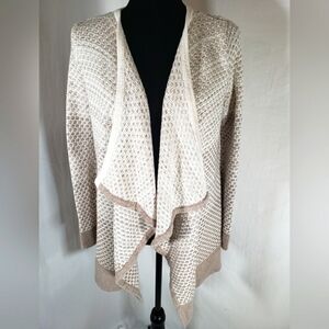 Banana Republic Beige and White Drape Front Sweater Cardigan Sz XS